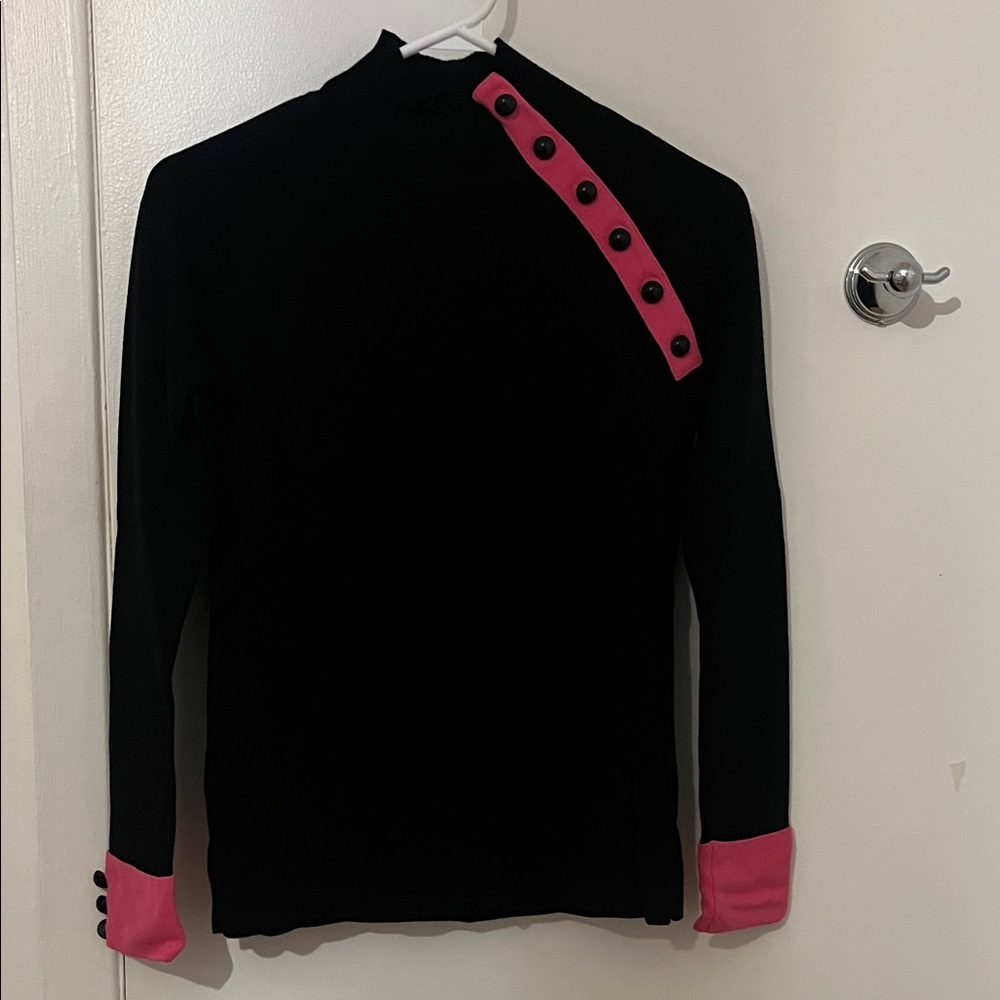 Black and Pink Turtleneck Sweater